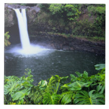 Hawaii, Big Island, Hilo, Rainbow Falls, Lush Tiles