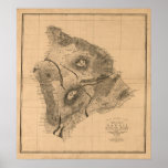 Hawaii Island, 1886, Vintage Hawaiian Map posters