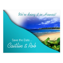 Hawaii Save The Date (aqua ocean) Post Cards