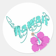 Hawaii with Hibiscus Products Round Stickers