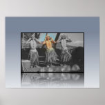 Hawaiian 1958 Hula Girls  Retro Poster