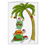 Hawaiian Christmas Turtle Santas Cards