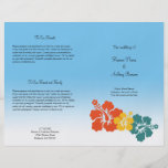 Hawaiian hibiscus flower beach wedding program flyer design