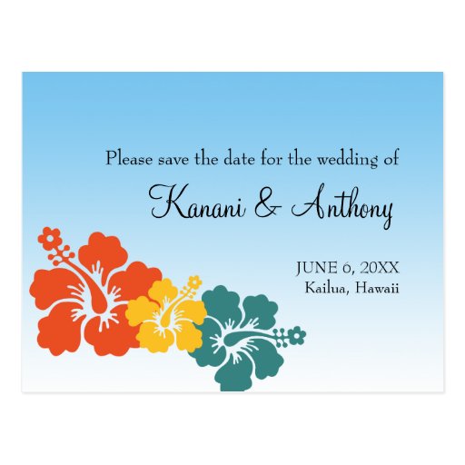 Hawaiian hibiscus flower tropical save the date post card