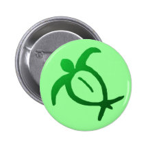 Hawaiian Honu Petroglyph - Button