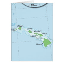 Hawaiian Island Chain Map Greeting Cards