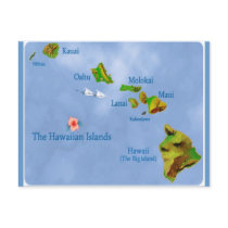 Hawaiian Island Map postcard
