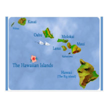 Hawaiian Island Map postcard