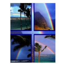 Hawaiian Island rainbows Postcard