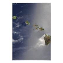 Hawaiian Islands Satellite View Photo Print