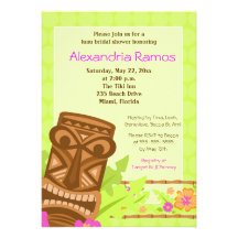 Hawaiian Luau Tiki 5x7 Bridal Shower Invite