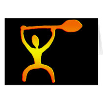 Hawaiian Paddle Man Petroglyph - Card