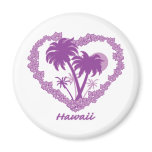 Hawaiian Palm Tree Heart Fridge Magnets