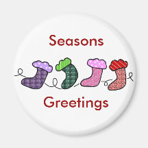 Hawaiian print stocking, Seasons, Greetings magnet