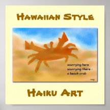 Hawaiian Style Beachcrab Haiku Art Print