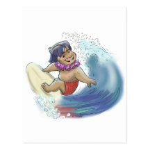 hawaiian surfer postcard