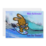 Hawaiian Surfing Bunny Holiday Invitations