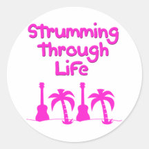 Hawaiin Ukulele tropical surf design Round Sticker
