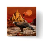 Hawk in Red Mountains Button