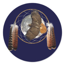 Hawk Moon Round Stickers