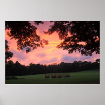 Hay Trailers at Sunset Posters