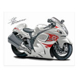 Hayabusa White-Red Bike Post Cards