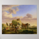 Haymakers resting in a field posters