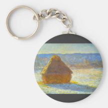Haystacks in Snow by Claude Monet Keychain