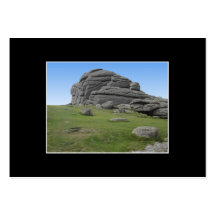 Haytor. Rocks in Devon England. On Black. Business Card Templates
