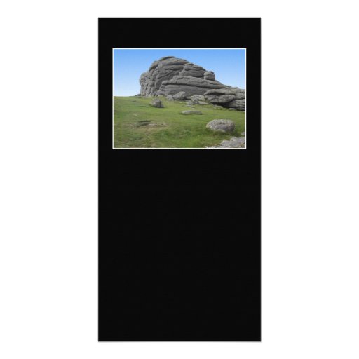Haytor. Rocks in Devon England. On Black. Customised Photo Card