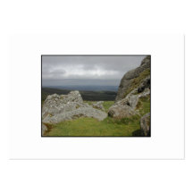 Haytor. Rocks in Devon England. On White. Business Card