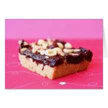 Hazelnut and chocolate caramel bars greeting card