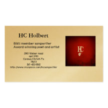 hc 2_3, HC Holbert, BMI member songwriterAward ... Business Card Templates