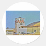 HDR 3 Planes Tight Under Control Tower Round Sticker