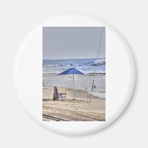 HDR Classic Beach Shot Fisbing Umbrella Sand Waves Fridge Magnets