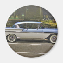 HDR Classic Car Baby Blue Refrigerator Magnets