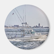 HDR Fishing Boat Beach Town Background Fridge Magnets