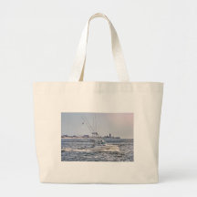 HDR Fishing Boat Beach Town Background Tote Bag