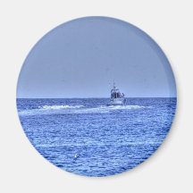 HDR Fishing Boat Going Out to the Ocean Refrigerator Magnets