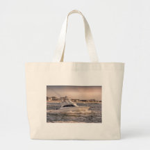 HDR Fishing Boat Sun Coming Up Tote Bag