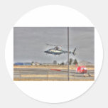 HDR Helicopter Red Plane Landing Round Stickers