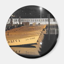 HDR Motor Boats Black White Background Fridge Magnets