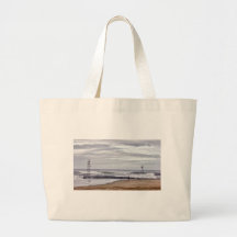 HDR Ocean Beach Waves Scenic 2  Light Towers Canvas Bags