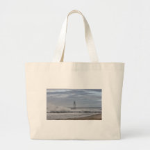 HDR Ocean Beach Waves Scenic Light Tower Tote Bag