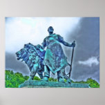 HDR Photography Print Man and Lion Statue