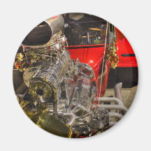 HDR Red Big Engine Hot Rod Car Refrigerator Magnets