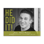 He Did It! Graduation Announcement/Invite Post Cards