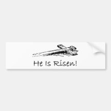 He is risen holy cross bumper sticker