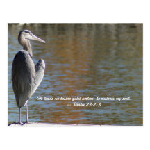 He leads me beside quiet waters, he restores my so post card