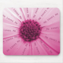 "He Loves Me" Pink Daisy Mouse Pad